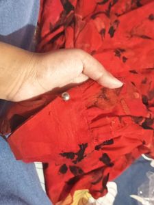 Red Floral Print Top