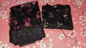 Elegant Black Embroidered Kurta Set