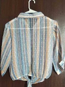 Striped Tie-Front Women's Shirt