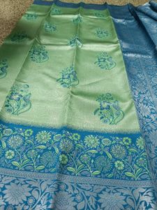 New Green N Teal Semi Silk Saree