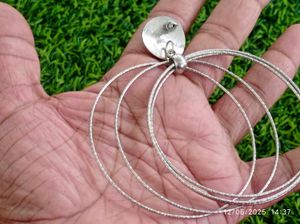 Hoop Earring 1Pair Silver ,7cm With 5 Rings