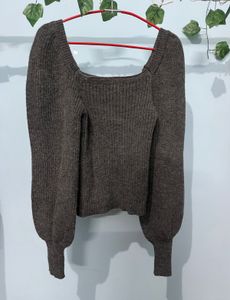 Square Neck Balloon Sleeve Sweater