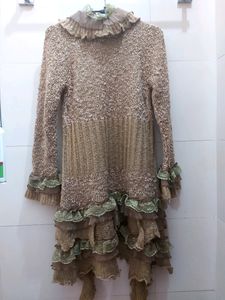 Women Brown Long Winter Sweater