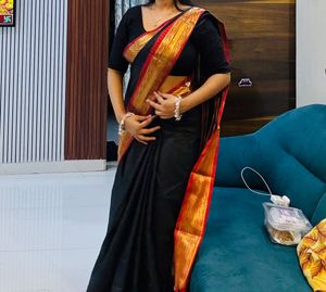 Elegant Black &amp; Red Saree