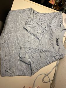 Blue Crochet Style Top