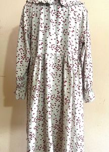 Heart Print Ruffle Collar Dress