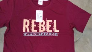 Brand New Pure Cotton Maroon Printed Men&#39;s T-shirt