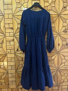 Navy Blue Tiered Midi Dress