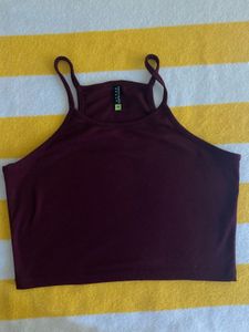 Burgundy Halter Crop Top