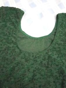 New Green velvet patterned blouse, L size