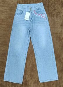 Floral Embroidered Wide Leg Jeans