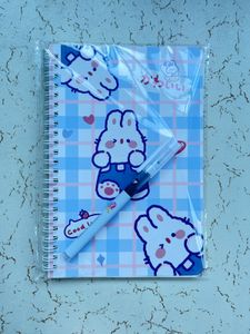 Cute Blue Cartoon A5 Diary + Free Pen