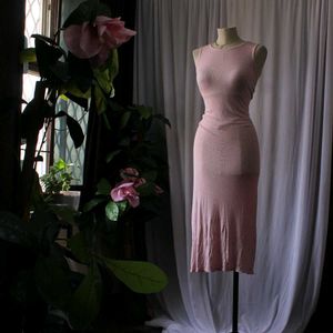 Pink Bodycon Midi Dress