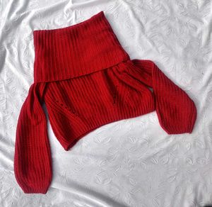 Chic Red Off-Shoulder Sweater