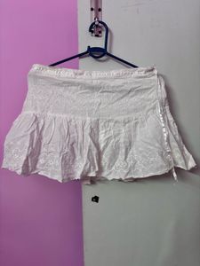 White Eyelet Mini Skirt