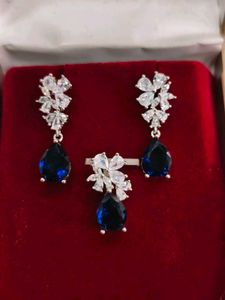 Sapphire Blue 925 Sterling Silver Jewelry Set