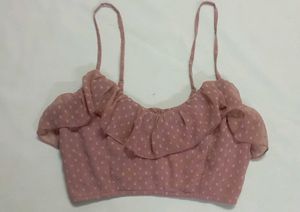 Pich Polka Dot Crop Top