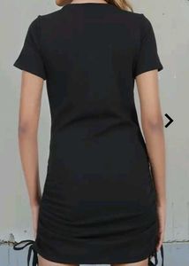 Black Drawstring Mini Dress