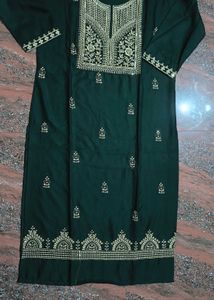 Full Embroidery Kurti Size Xl Green Colour