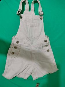 White Denim Jumper Shorts By  Shopper Stop