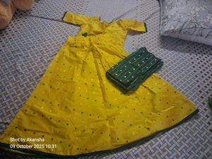 Yellow &amp; Green Lehnga Set