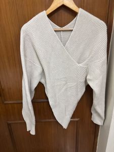 Ribbed Wrap Top Sweater