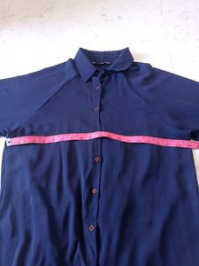 Navy Blue Pleated Blouse