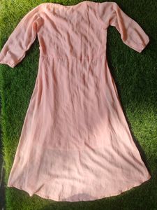 Long Sleeve Floral Embroidered Fit And Flare Dress