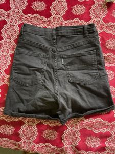 Black High-Waisted Denim Shorts