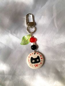 Cute handcrafted clay Cat Keychain / bag ch