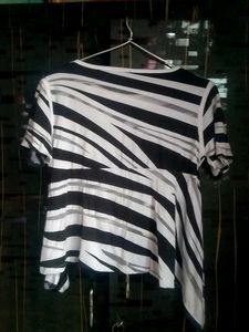 Zebra Print Asymmetrical Tunic Top