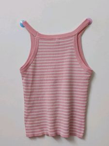 Baby Pink Striped Ribbed Top