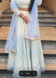 Kalki-White Grey Ombre Glitter And Crystal Lehenga