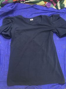 Navy Puff Sleeve Top