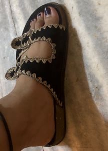 Unique Black &amp; White Buckle Sandals