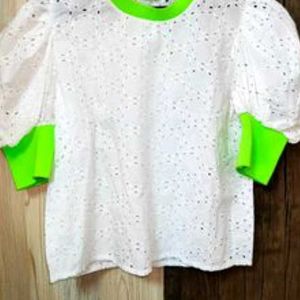 White Eyelet Puff Sleeve Top