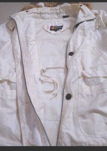 White Fur Hooded Puffer Coat