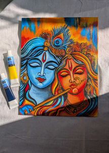 Abstract Krishna &amp; Radha Painting on Canvas