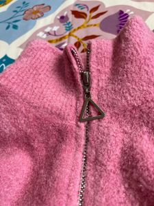 Pink Knit Zip-Up Jacket