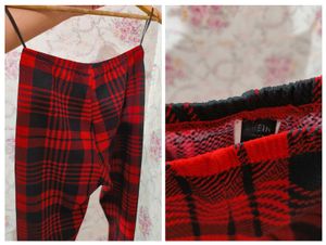 Shein Red And Black Checks Leggings