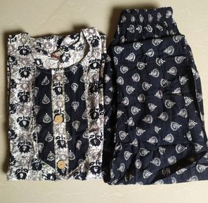 Black And White  Kurti Set