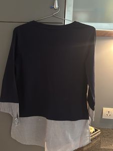Quirky Navy Patchwork Long Top