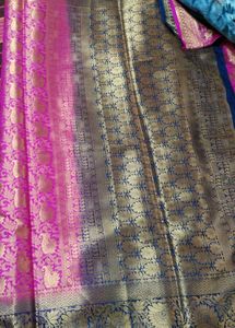 Pink Zari Work Printed Slik Saree With Blouse