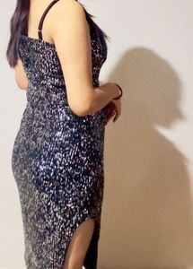 Black Embellished Bodycon Middi Dress