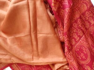 Beige Red Printed Saree