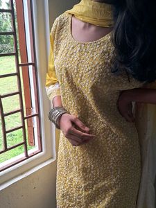 Yellow Embroidered Kurti Set🌻🌿