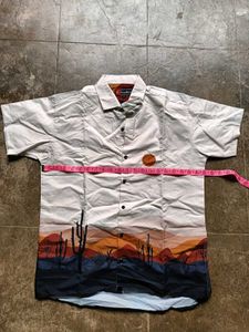 Men Comfort Semi Sheer Printed Party Shirt