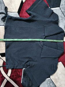 textured grey shirt - jacket crop top