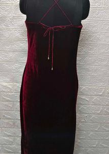 Bodycon Maroon Velvet Backless Dress