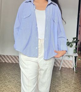 Oversized Striped Korean  Shirt
